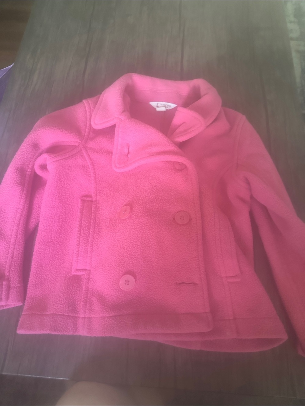 Lands' End Girls Pink Double-Breasted Pea Coat